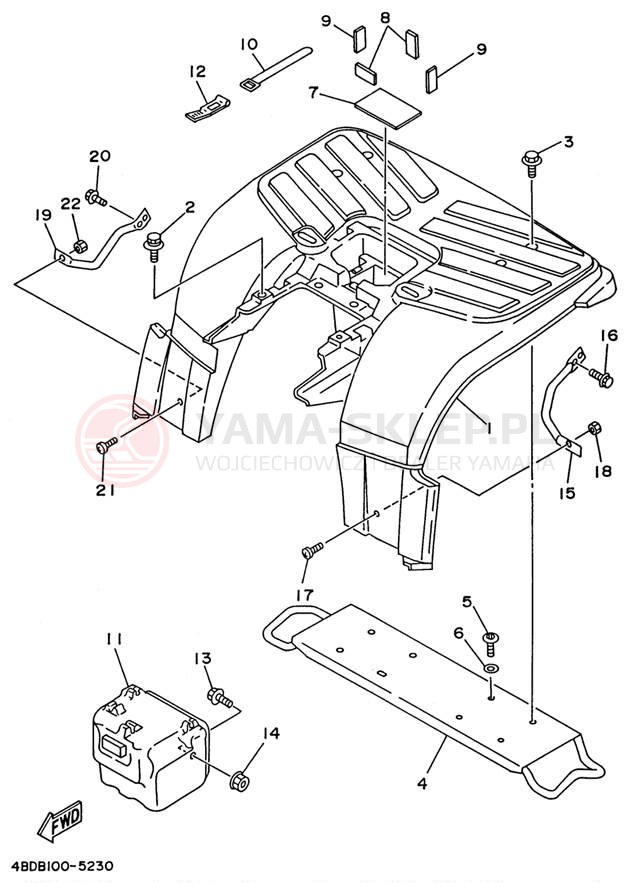 Schemat "Tylny błotnik" do Yamaha YFB250UH_M/YFB250H_MN