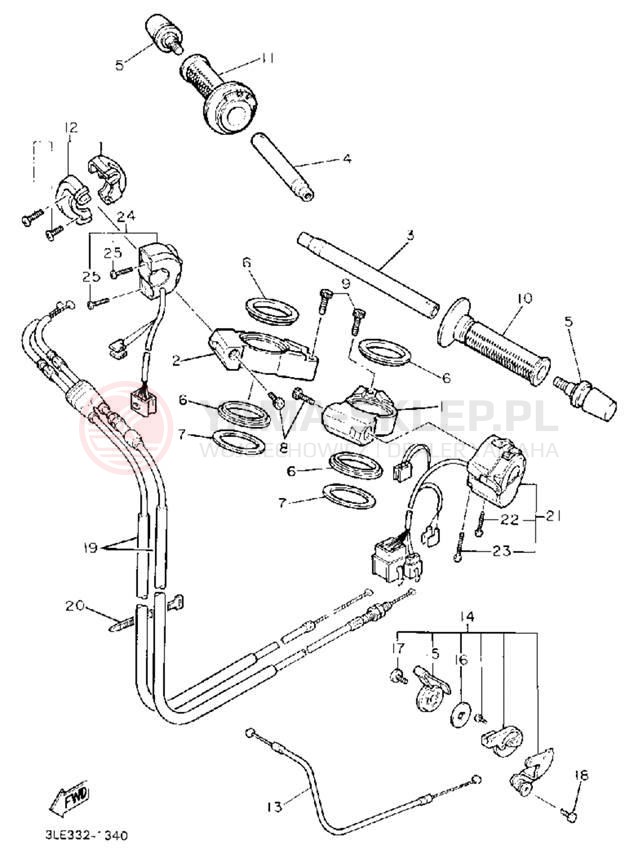 Schemat "Kierownica i osprzęt" do Yamaha FZR1000EC/FZR1000E
