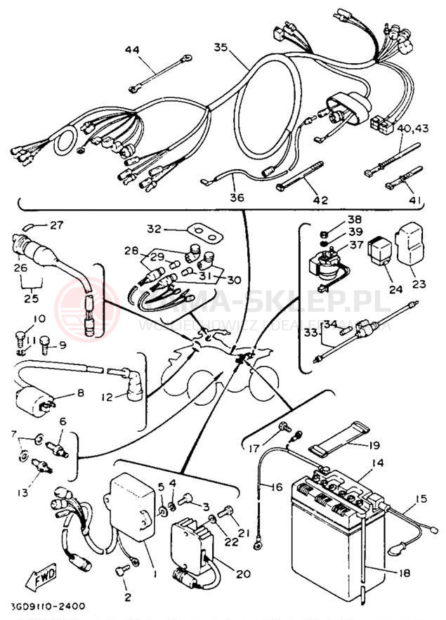 Schemat "układ elektryczny" do Yamaha WARRIOR YFM350XE_M