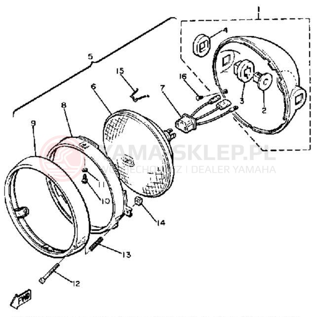 Schemat "Lampa przód" do Yamaha XS400 XS400H