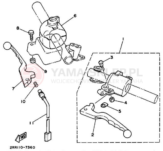 Schemat "Kierownica i osprzęt" do Yamaha YSR50W