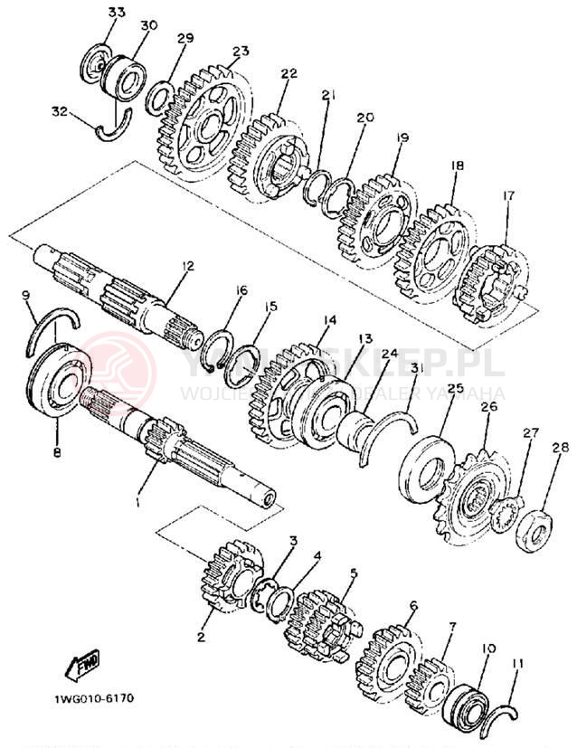 Schemat "Skrzynia biegów " do Yamaha FZR400W