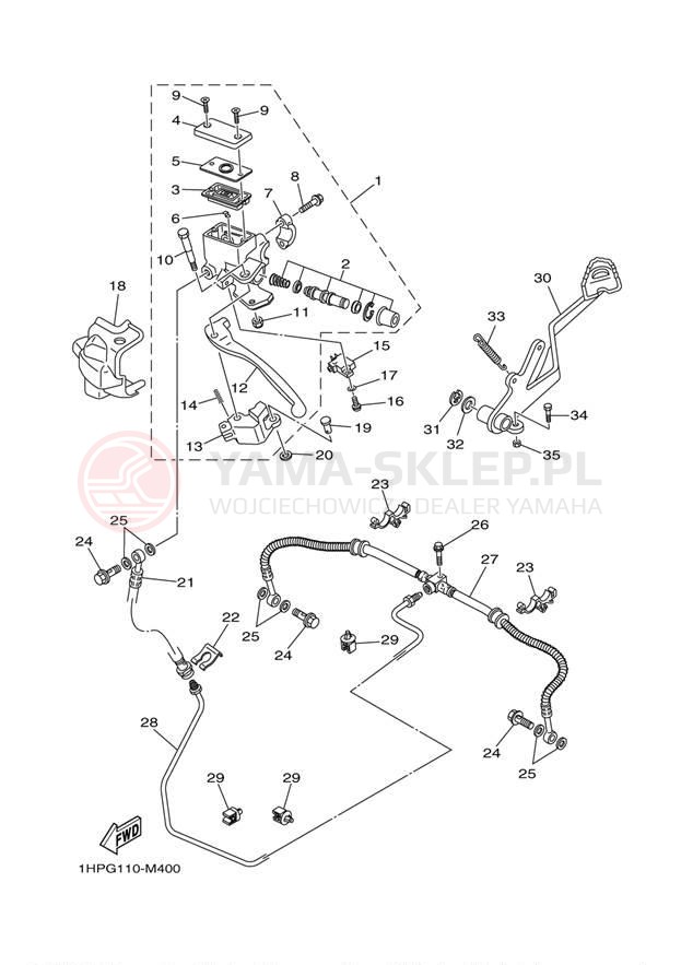 Schemat "Pompa hamulcowa tył" do Yamaha GRIZZLY 700 EPS 4WD YFM7FGPDL