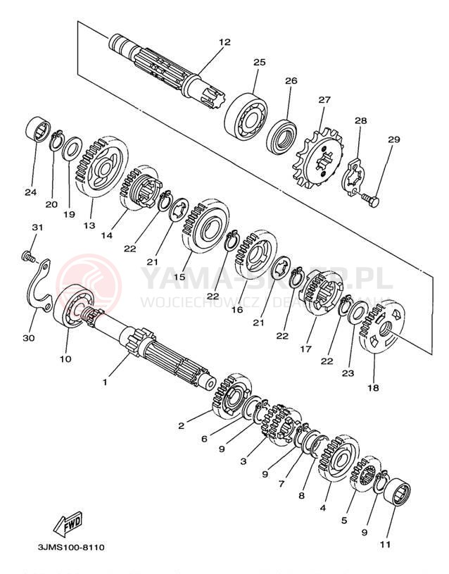 Schemat "Skrzynia biegów " do Yamaha BLASTER YFS200K