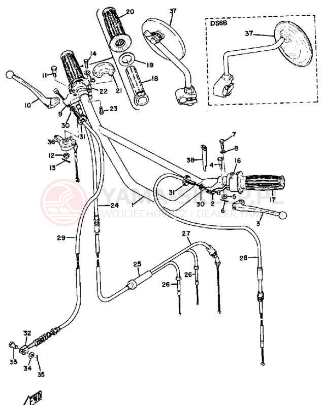 Schemat "Kierownica i osprzęt" do Yamaha DS6B