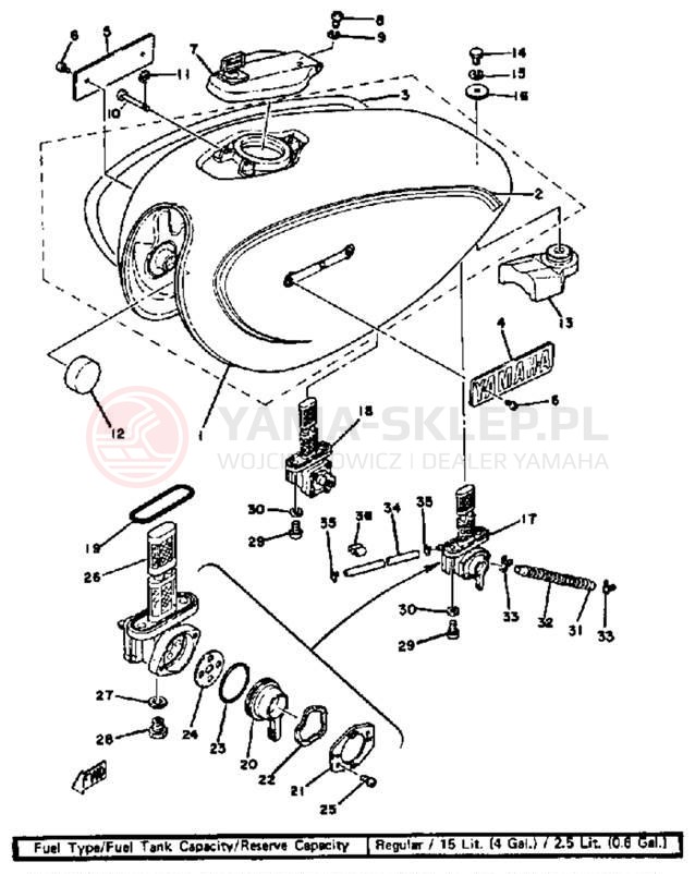 Schemat "zbiornik paliwa" do Yamaha XS650D