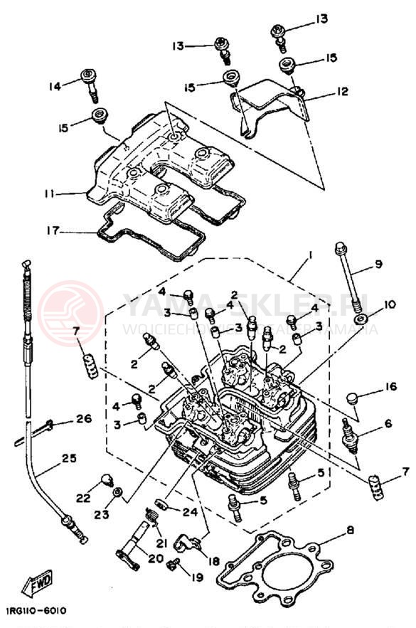 Schemat "głowica" do Yamaha TT350T