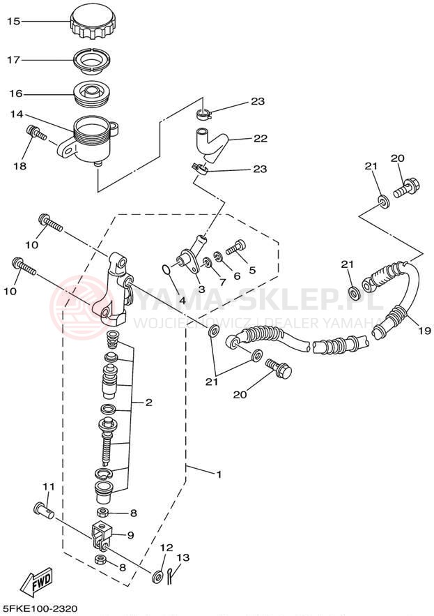 Schemat "Pompa hamulcowa tył" do Yamaha BANSHEE YFZ350P