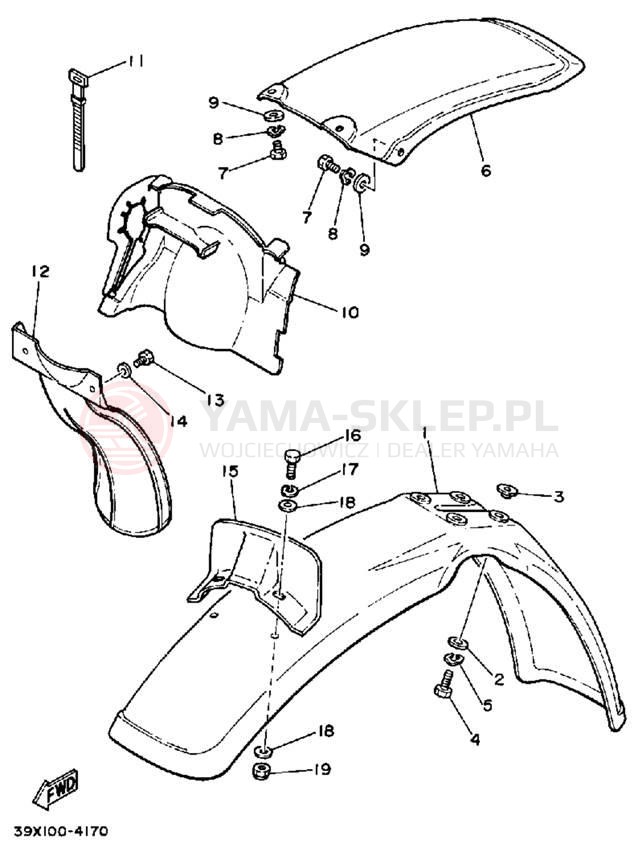 Schemat "błotnik" do Yamaha YZ250L