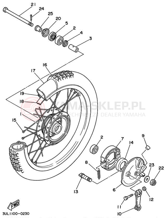 Schemat "Koło przód" do Yamaha RT100L