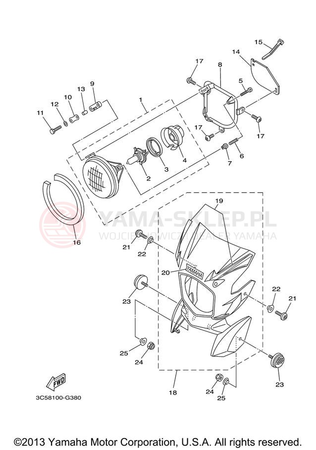 Schemat "Lampa przód" do Yamaha XT250 XT250X/XT250XC