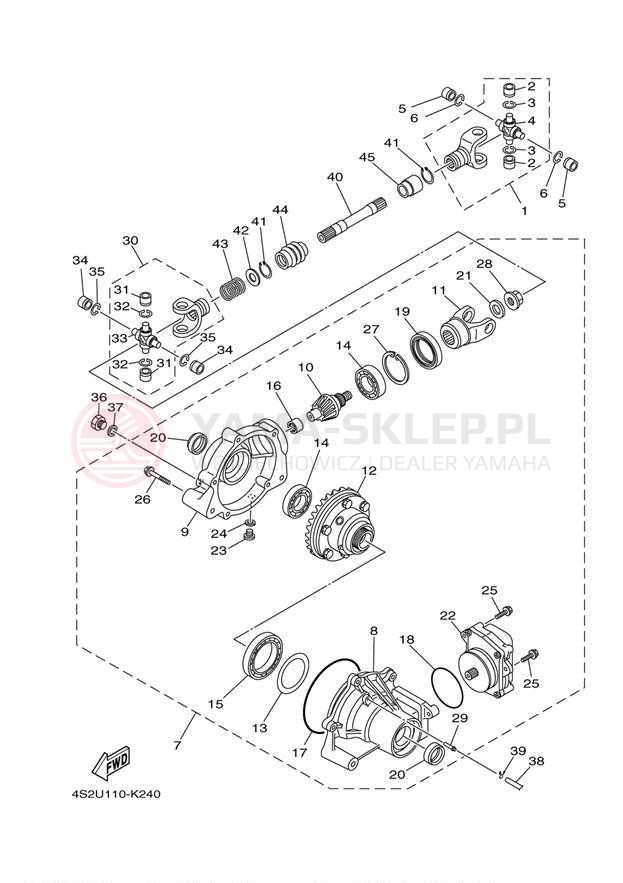 Schemat "Wał napędowy przód" do Yamaha GRIZZLY 450 EPS 4WD YFM45FGPDL