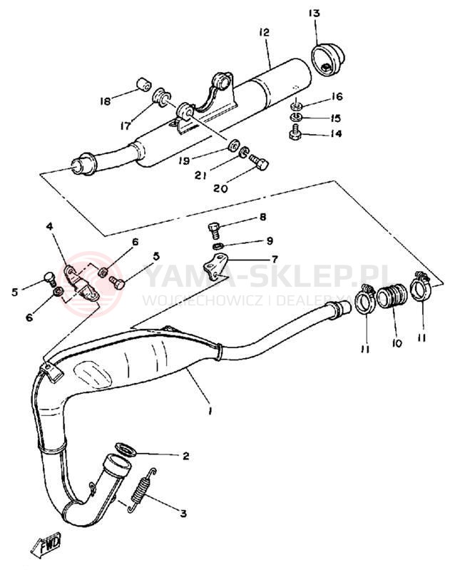 Schemat "Wydech końcowy" do Yamaha IT125H