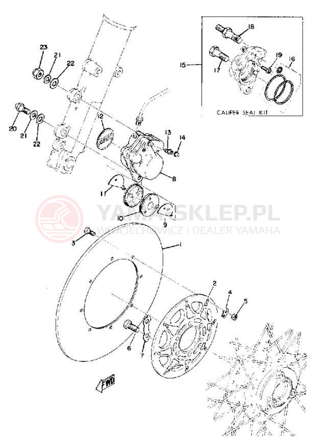 Schemat "Tarcza hamulcowa - zacisk" do Yamaha TX750
