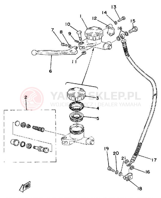 Schemat "Pompa hamulcowa przednia, przewód" do Yamaha TZ250F