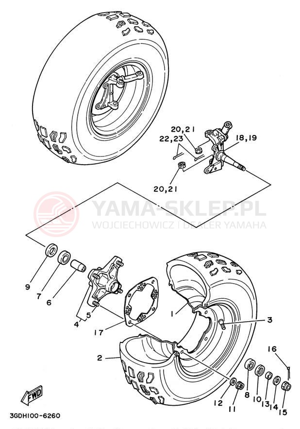 Schemat "Koło przód" do Yamaha WARRIOR YFM350XH
