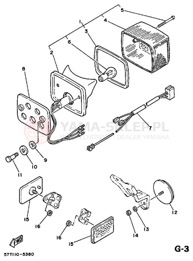 Schemat "lampa tył" do Yamaha XT350N/XT350NC