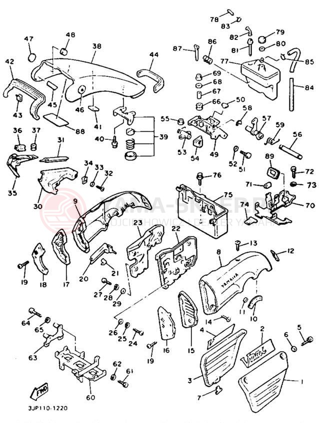 Schemat "Pokrywa boczna" do Yamaha V-MAX 1200 VMX12B/VMX12BC