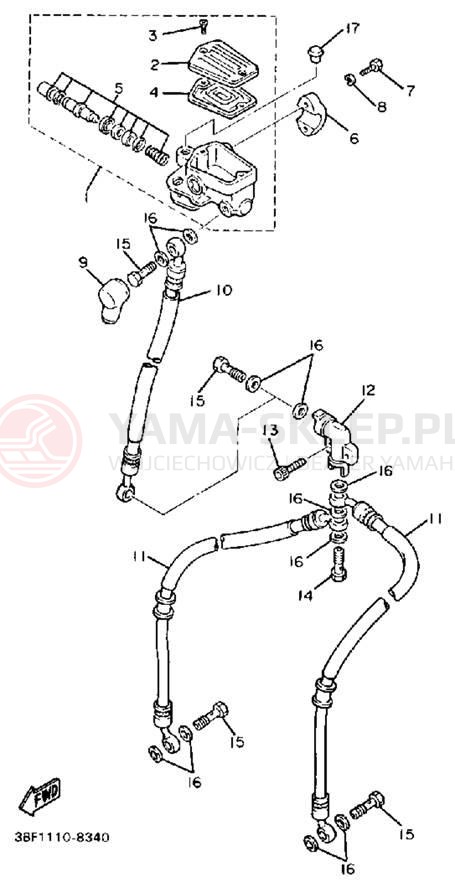 Schemat "Pompa hamulcowa przednia" do Yamaha FZR400U