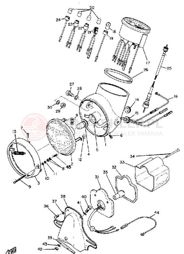 Schemat "Oświetlenie przód i tył" do Yamaha YG5S