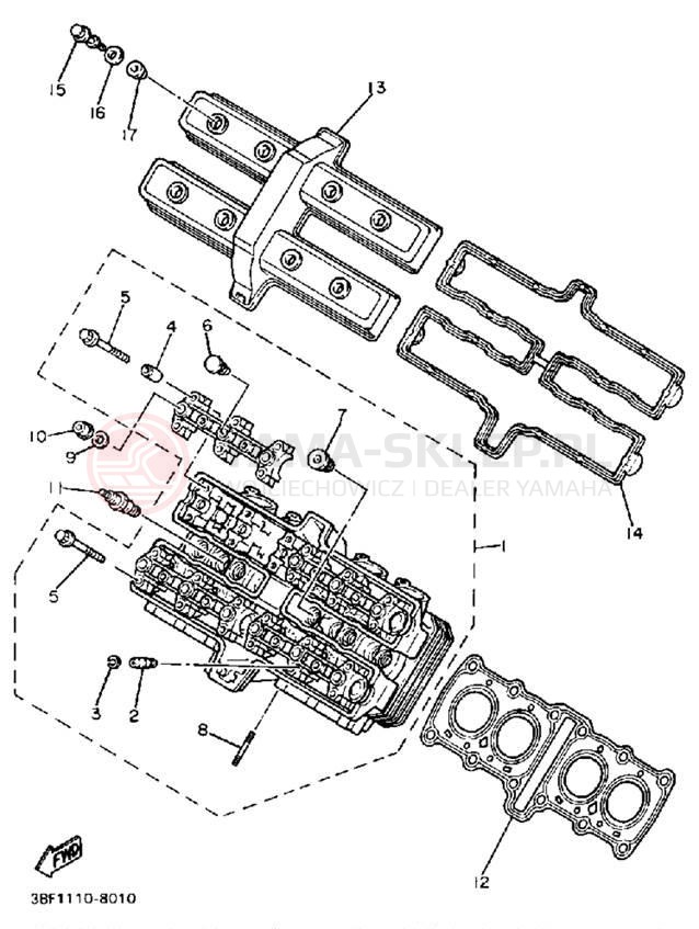 Schemat "głowica" do Yamaha FZR400U