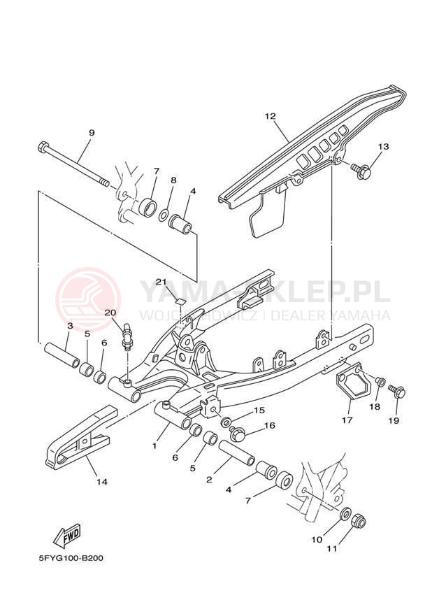 Schemat "wahacz" do Yamaha TW200 TW200T1C/TW200T1