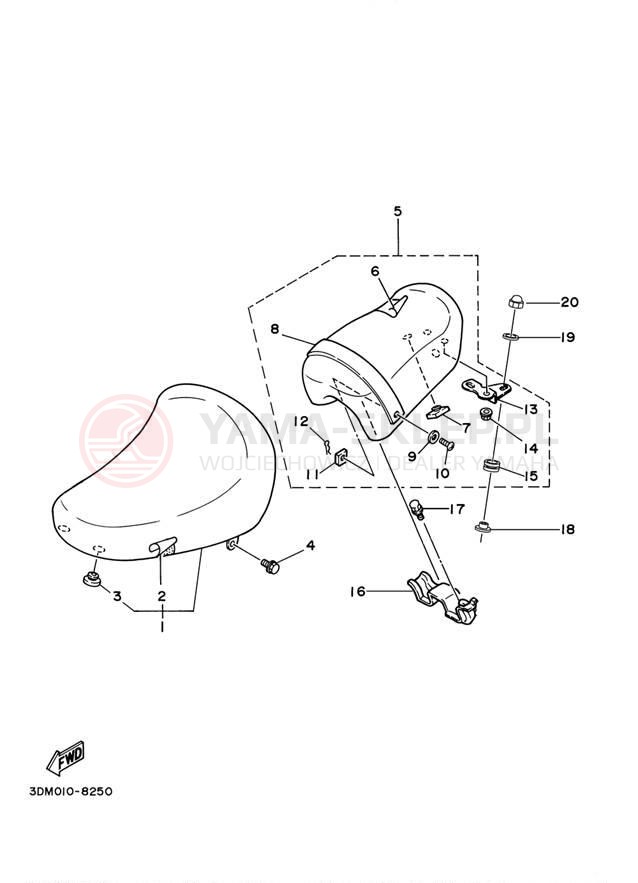 Schemat "siedzenie" do Yamaha VIRAGO 250 XV250SC/XV250S