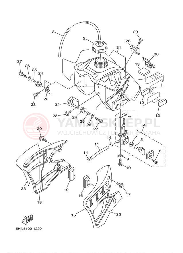 Schemat "zbiornik paliwa" do Yamaha TTR90 TTR90N