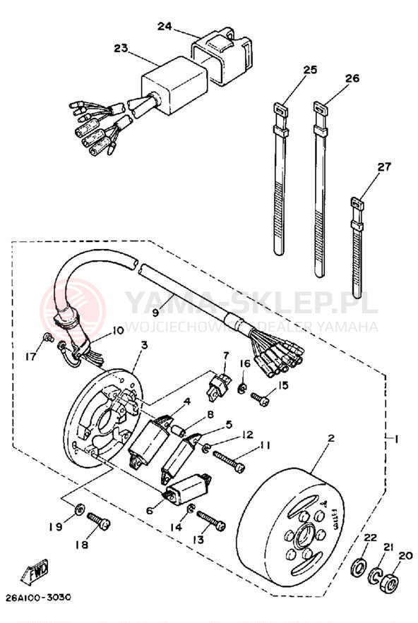Schemat "prądnica" do Yamaha IT490L