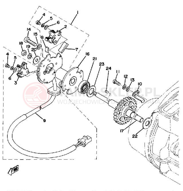 Schemat "Czujnik hamulca" do Yamaha XS500D