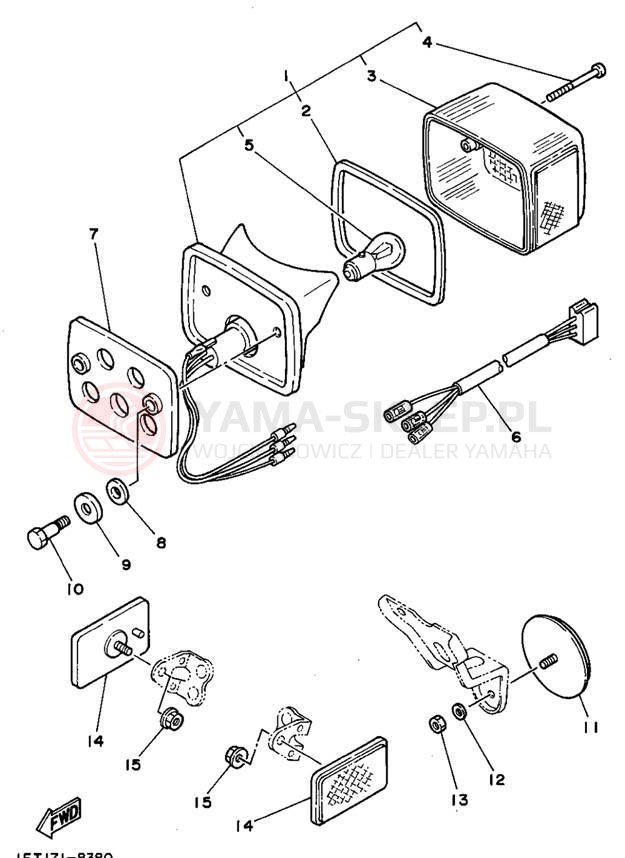 Schemat "lampa tył" do Yamaha XT350F/XT350FC