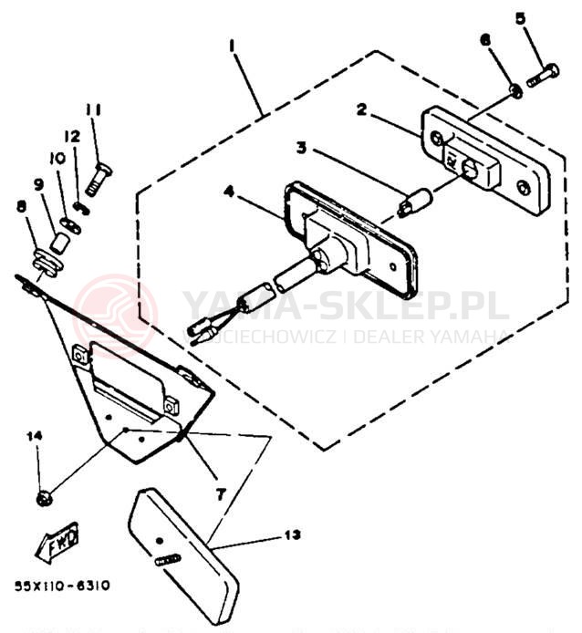 Schemat "lampa tył" do Yamaha CHAMP YFM100T