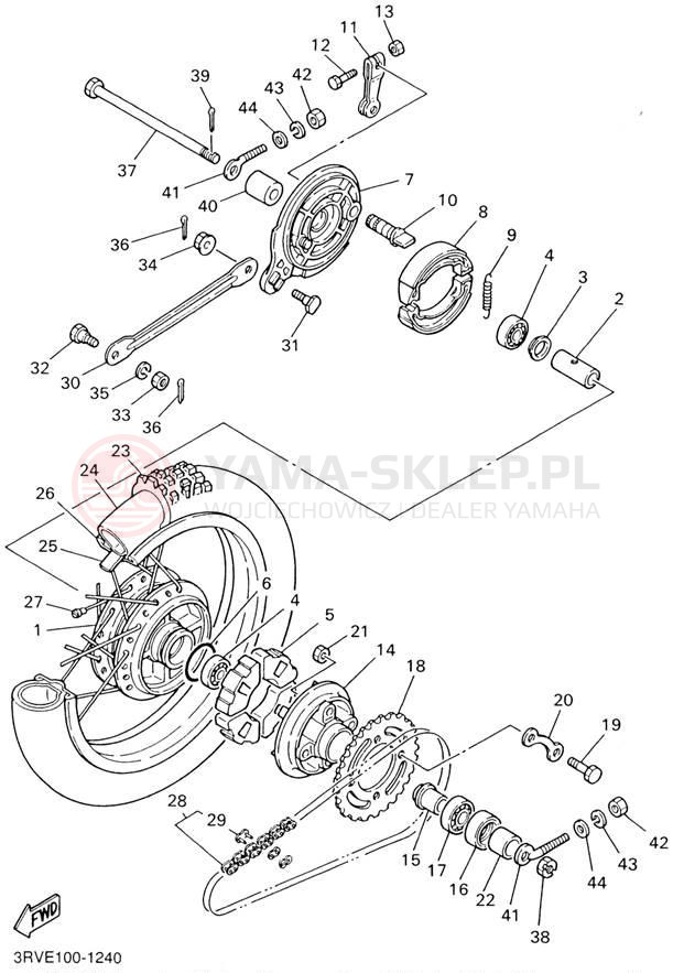 Schemat "Koło tył" do Yamaha YZINGER PW80N1