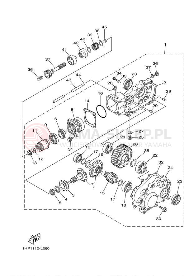 Schemat "Wał napędowy" do Yamaha GRIZZLY 700 EPS 4WD YFM7FGPBGR