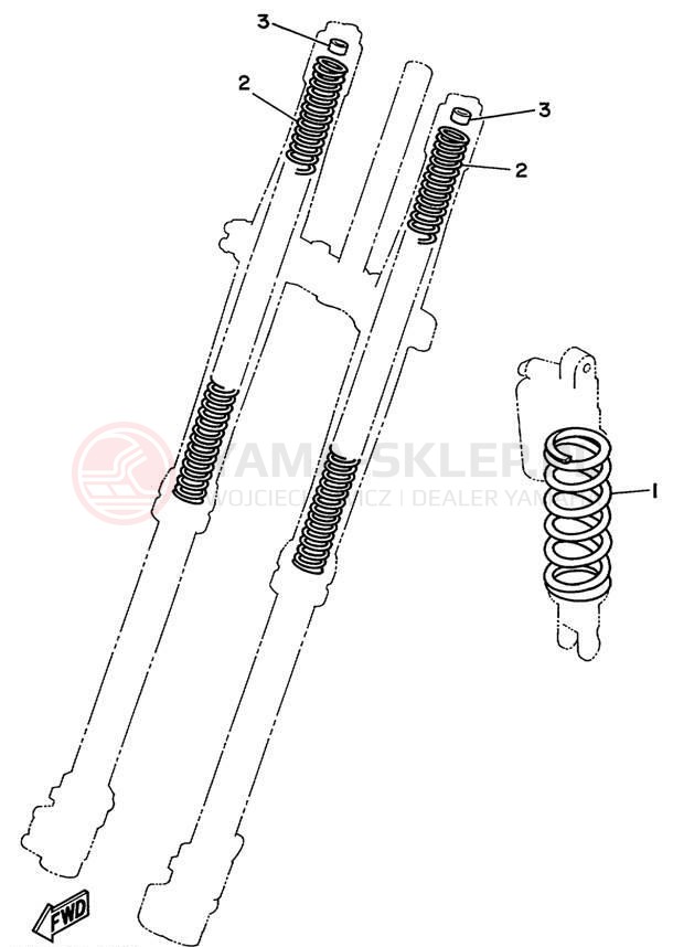 Schemat "Zawieszenie przód" do Yamaha COMPETITION YZ250L1