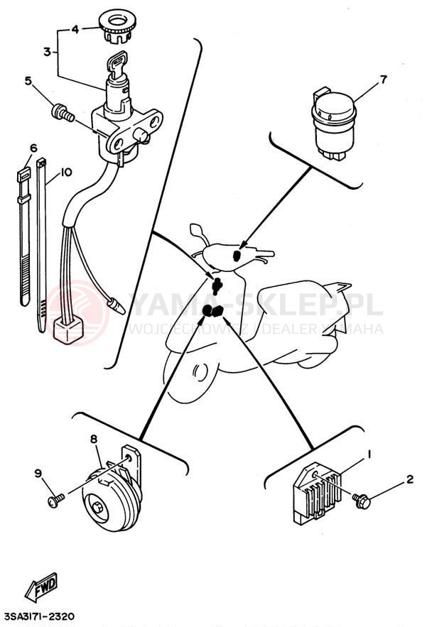 Schemat "układ elektryczny" do Yamaha JOG CY50G