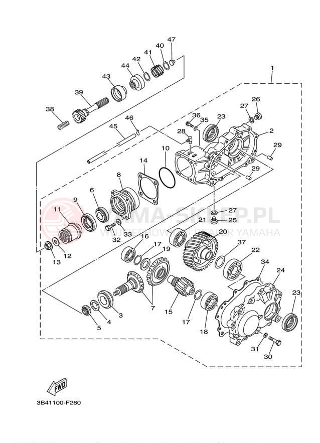 Schemat "Wał napędowy" do Yamaha GRIZZLY 550 EPS 4WD YFM5FGPAL