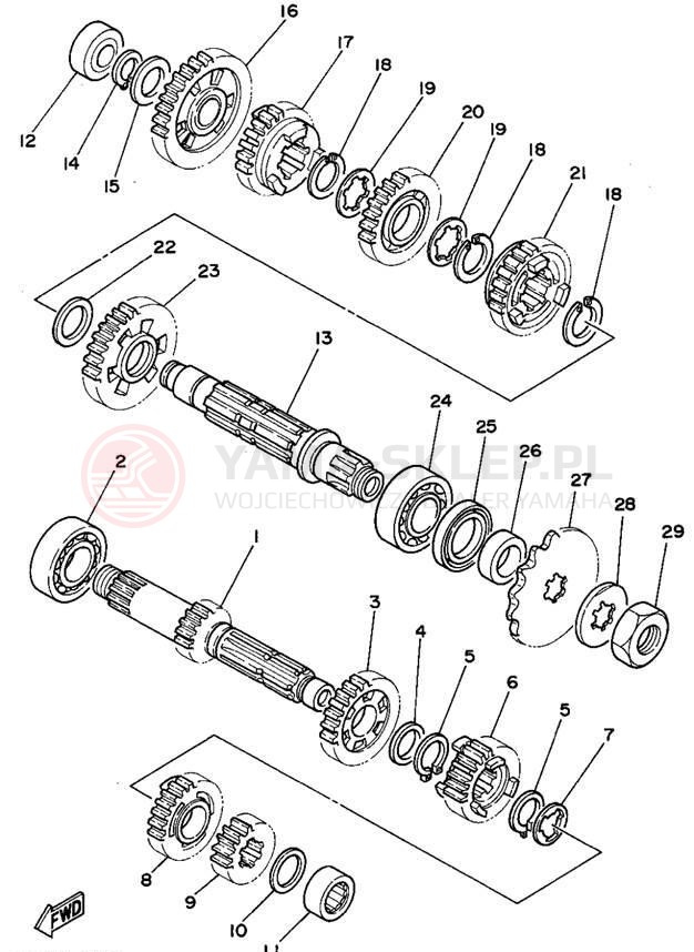 Schemat "Skrzynia biegów " do Yamaha WR250ZF