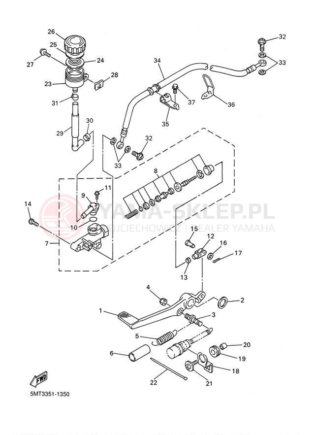 Schemat "Pompa hamulcowa tył" do Yamaha YZFR6 YZFR6P/YZFR6PC