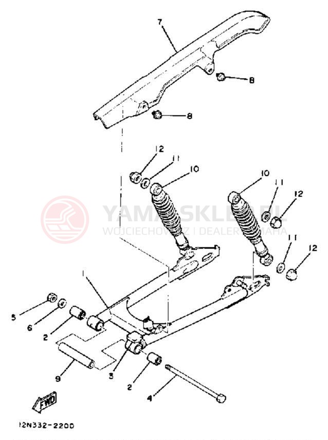 Schemat "wahacz, zawieszenie tył" do Yamaha RX50L