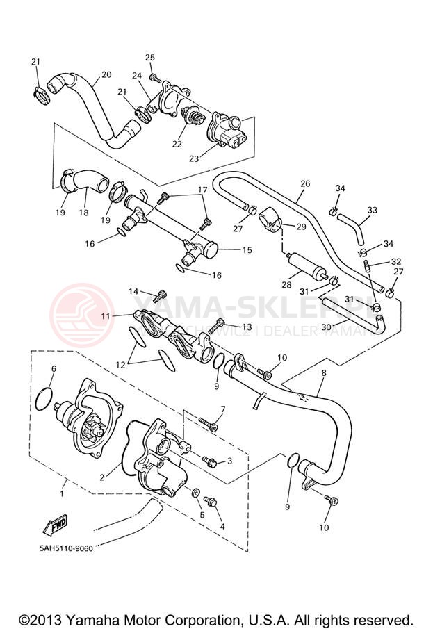 Schemat "Pompa wody" do Yamaha YZF600R YZF600RVC/YZF600RV