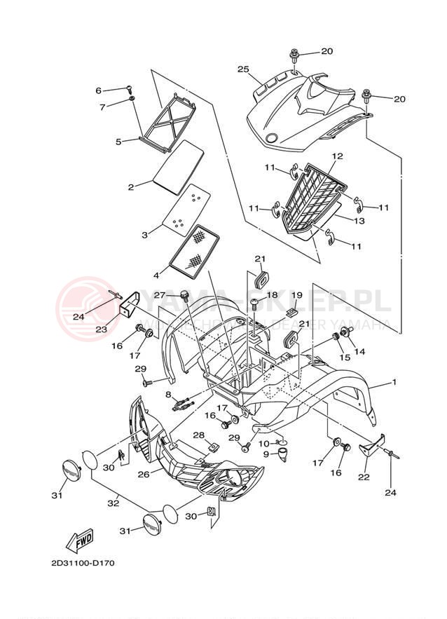 Schemat "Przedni błotnik" do Yamaha GRIZZLY 80 YFM80GW