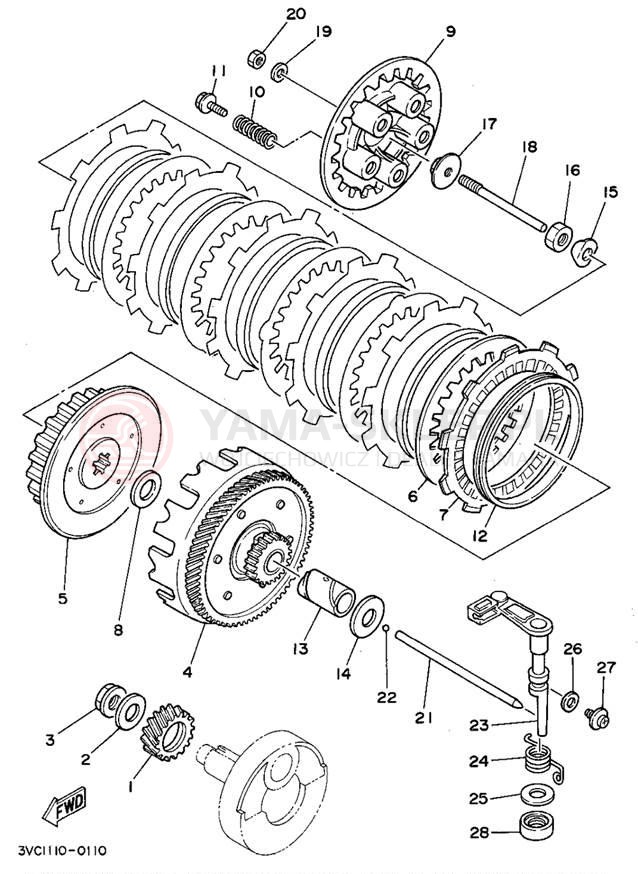 Schemat "sprzęgło" do Yamaha RT180D