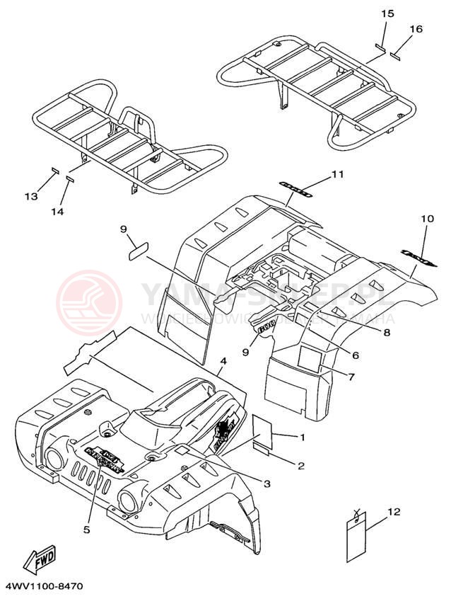 Schemat "naklejki" do Yamaha GRIZZLY YFM600FWAK/YFM600FWAK