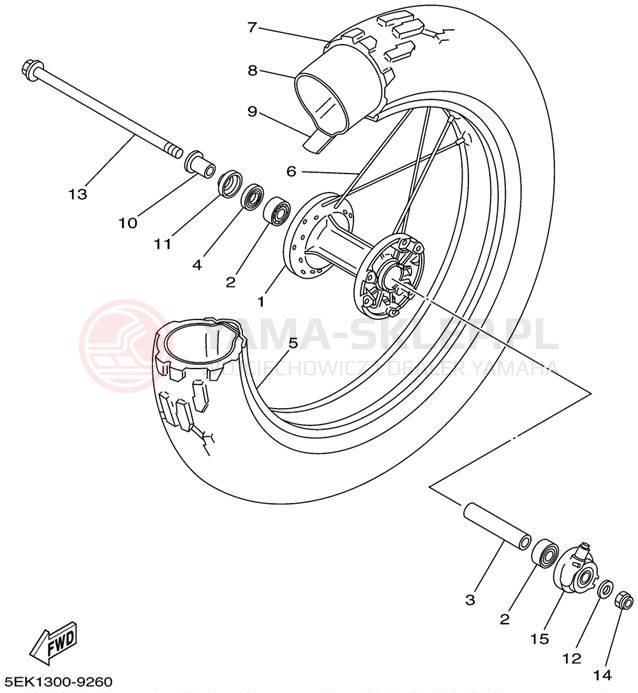 Schemat "Koło przód" do Yamaha TW200 TW200PC/TW200P