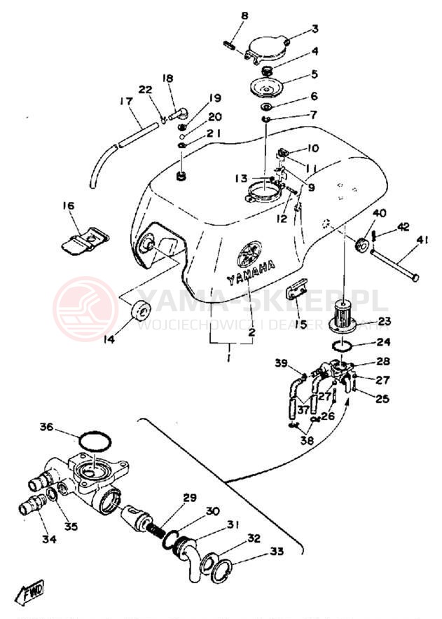Schemat "zbiornik paliwa" do Yamaha TZ350D/TZ250D