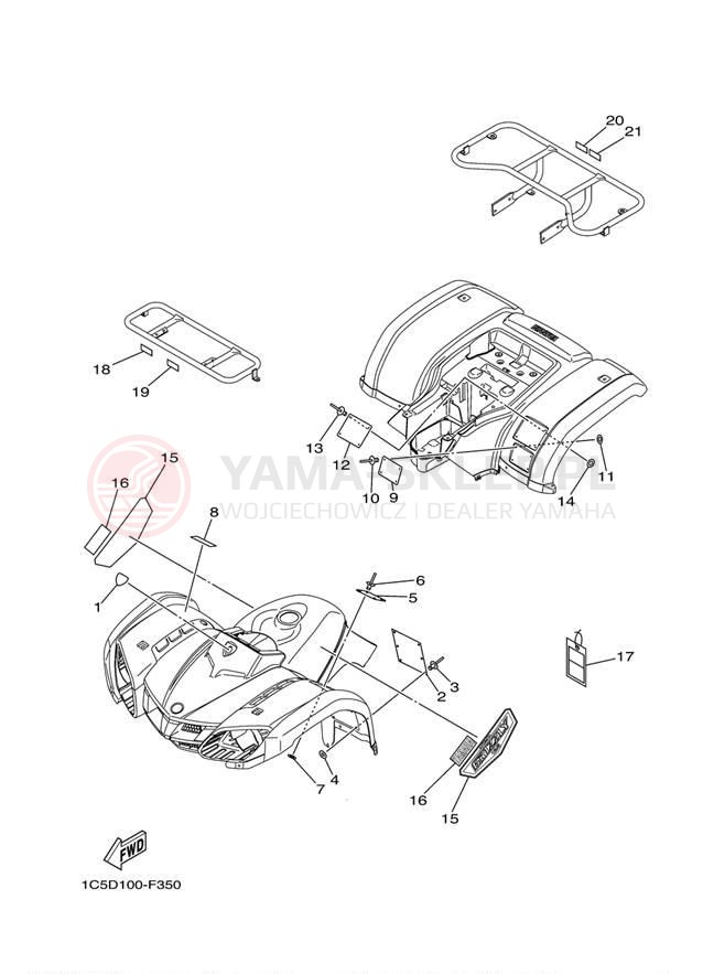 Schemat "naklejki" do Yamaha GRIZZLY 125 YFM125GW