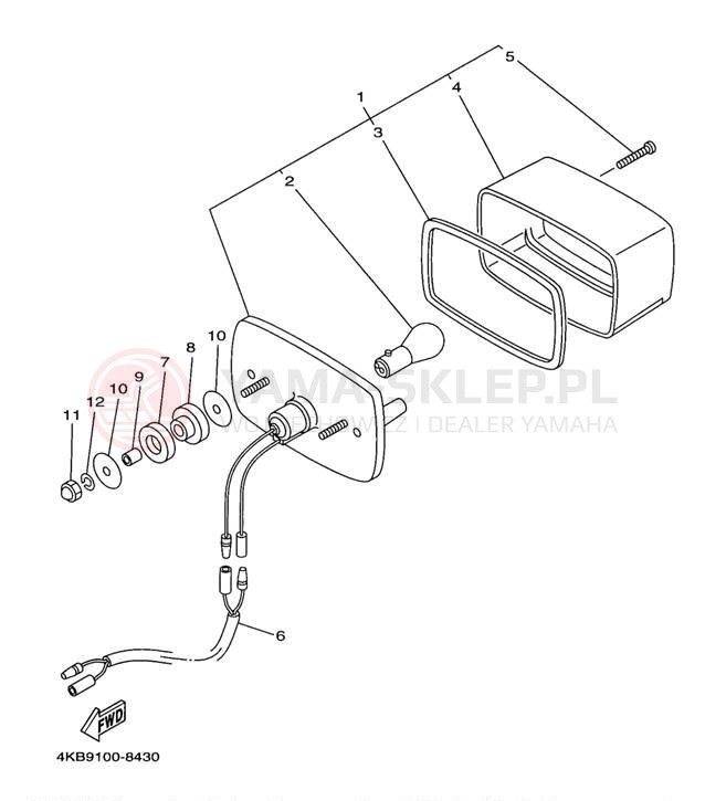 Schemat "lampa tył" do Yamaha WOLVERINE YFM35FXK