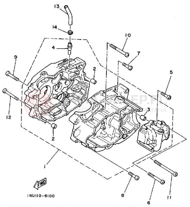 Schemat "Obudowa silnika" do Yamaha MOTO-4 YFM200DXT