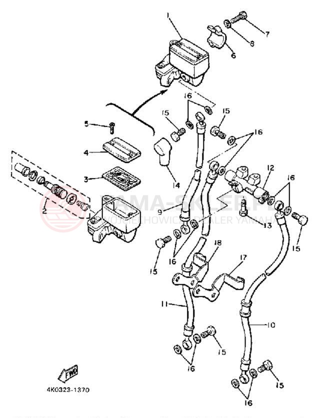 Schemat "Pompa hamulcowa przednia" do Yamaha XJ650RJ